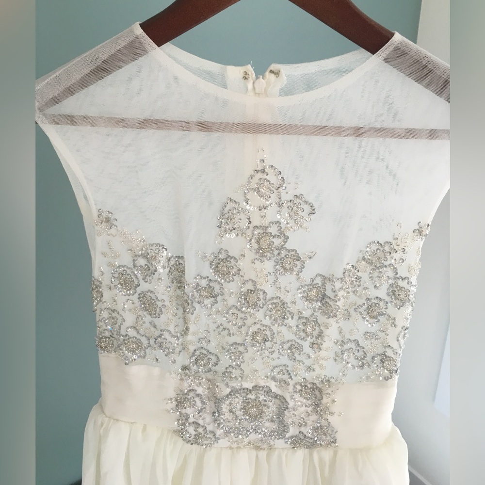 Modern Handbeaded Wedding Dress with Mesh Top